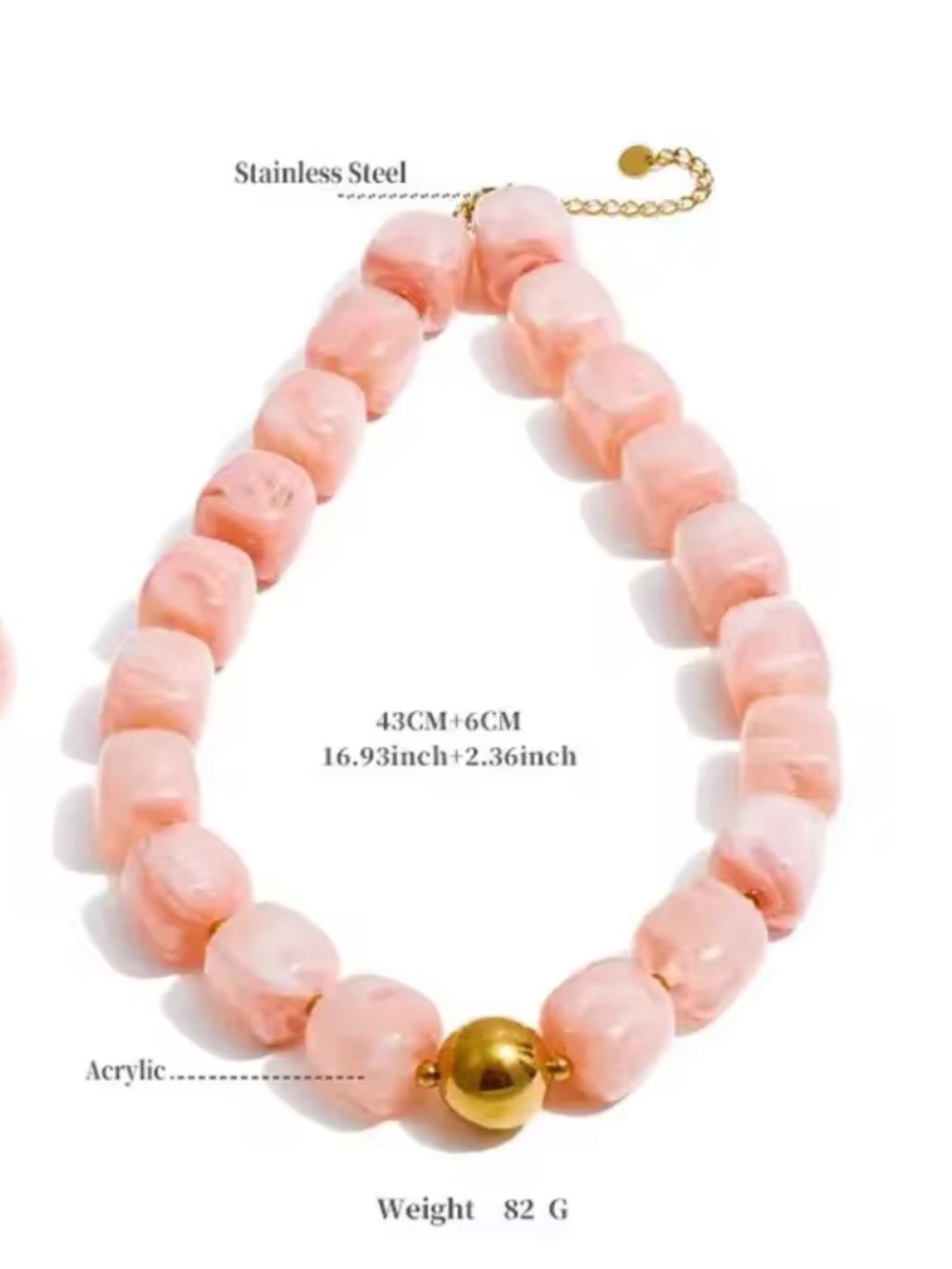 Purple Bead Gold Ball Necklace - Picture 5 of 8